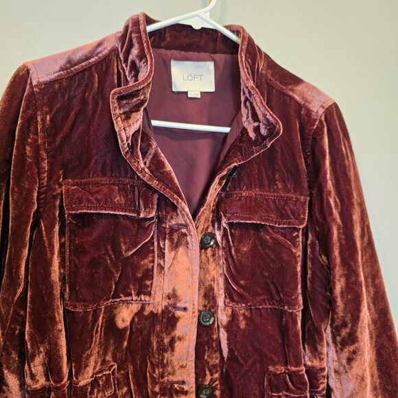 Ann Taylor LOFT Blazer Velvet Velour Womens Extra Small Pink - Picture 2 of 10